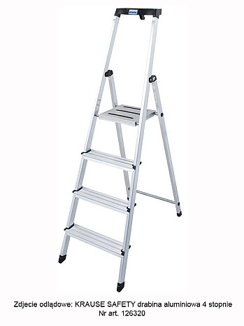 KRAUSE SAFETY drabina aluminiowa 3 stopnie z PÓŁKĄ